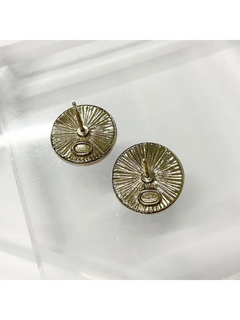 Chanel Earrings CC Logo Rhinestone Gold